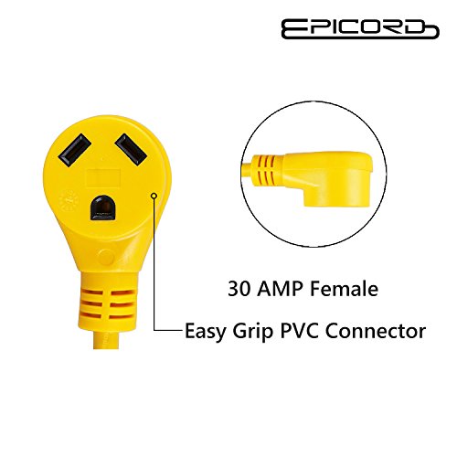 EPICORD RV Adapter Power Cord 15AMP Male To 30AMP Female Camper Connector Heavy Duty Electrical Dogbone, 12 Inch