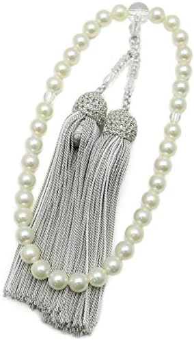 真珠 数珠 パール 念珠 あこや真珠 7 5mm 8mm 冠婚葬祭 グレー房 葬儀 出色 ホワイトカラー アコヤ本真珠 新色