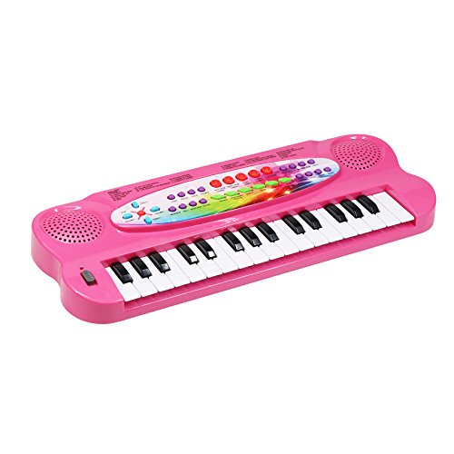 aPerfectLife Kids Piano, 32 Keys Multifunction Electronic Kids Piano Keyboard Musial Instrument Kids Microphone (Pink)