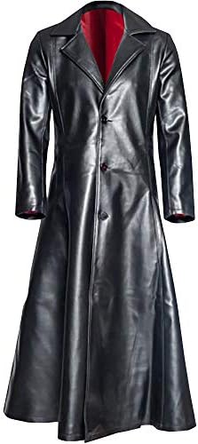 Ashuai Men's Leather Long Trench Coat The Matrix Neo Long Jacket Coat