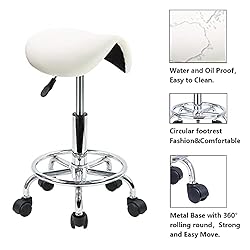 KKTONER Saddle Stool with Foot Rest PU Leather