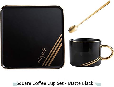 miss tan Ceramic Coffee Cup Set Single Cup Saucer Cafe Hotel, Matte Black