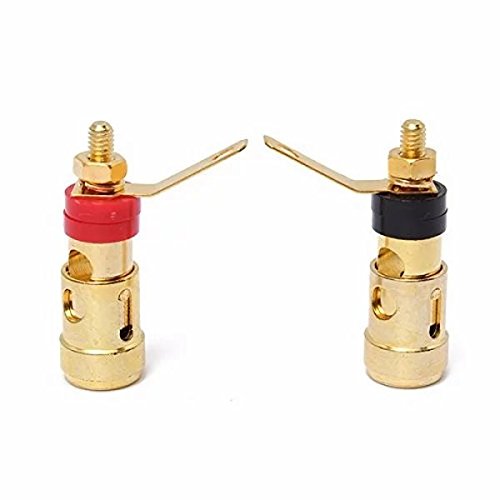 Goliton 2PCS Plated Brass Speaker Binding Post Spring Loaded Press Subwoofer Basket Terminal
