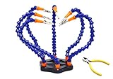 KOTTO Third Hand Soldering PCB Holder Tool Six Arms Helping Hands Crafts Workshop Helping Station Non-Slip Aluminum Base Wire Cutter Plier