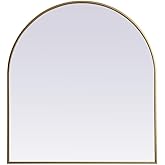 Elegant Decor Metal Frame Arch Mirror 33x36 Inch in Brass