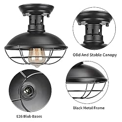 2 Pack Farmhouse Flush Mount Ceiling Light - Easric