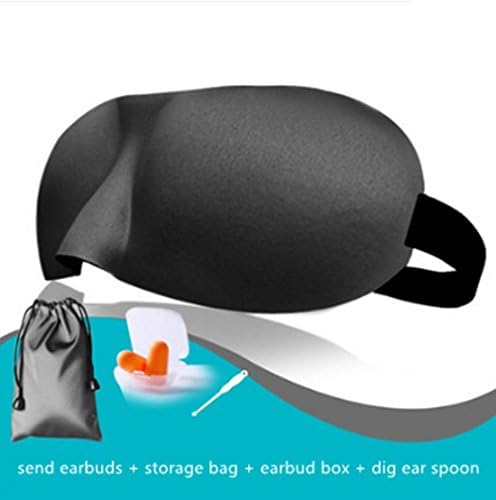 Cokaunion Breathable stereo 3D shading light adjustable head strap sleep mask - Improve sleep, alleviate puffy, swollen eyes, fatigue, headache and tension (Black)