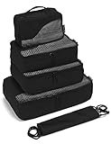 5-Piece Travel Packing Cubes - Premium Rolling and Carryon Luggage Organizer - Black