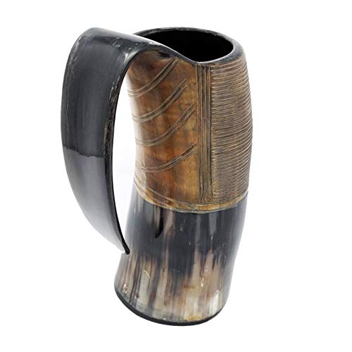 AleHorn the Original Handcrafted Authentic Viking Drinking Horn Tankard for Beer Mead Ale 100 Genuine Medieval Inspired Stein Mug Food Safe Vessel with Handle XXL Burnt - Thumbnail 6