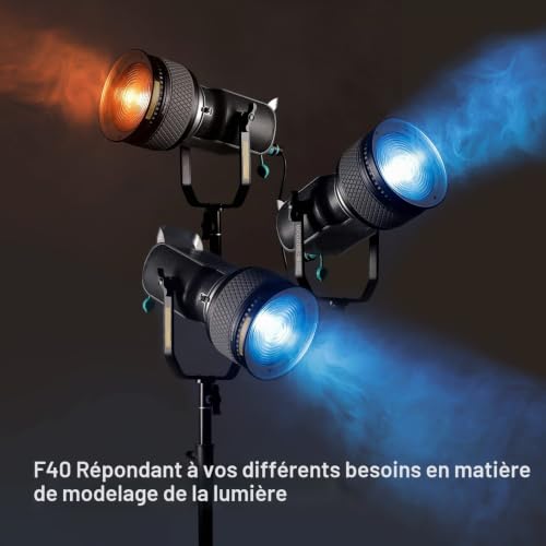 GVM F40 Fresnel Lens with Bowens Mount, COB Video Light Lens, Continuous Output Lighting for Photography Shooting, Lighting Shaping Tool for Video Recording