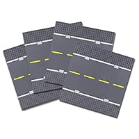 SPRITE WORLD Road Base Plates 10"x10" 4pcs Straight Street Baseplates for Brick Block City Building Compatible All Major Brands