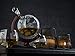 The Wine Savant Etched World Globe Decanter with Antique Ship (Mahogany Stained Wood)