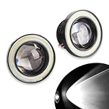 Fluher 2 PCS Car LED Angel Eye Fog