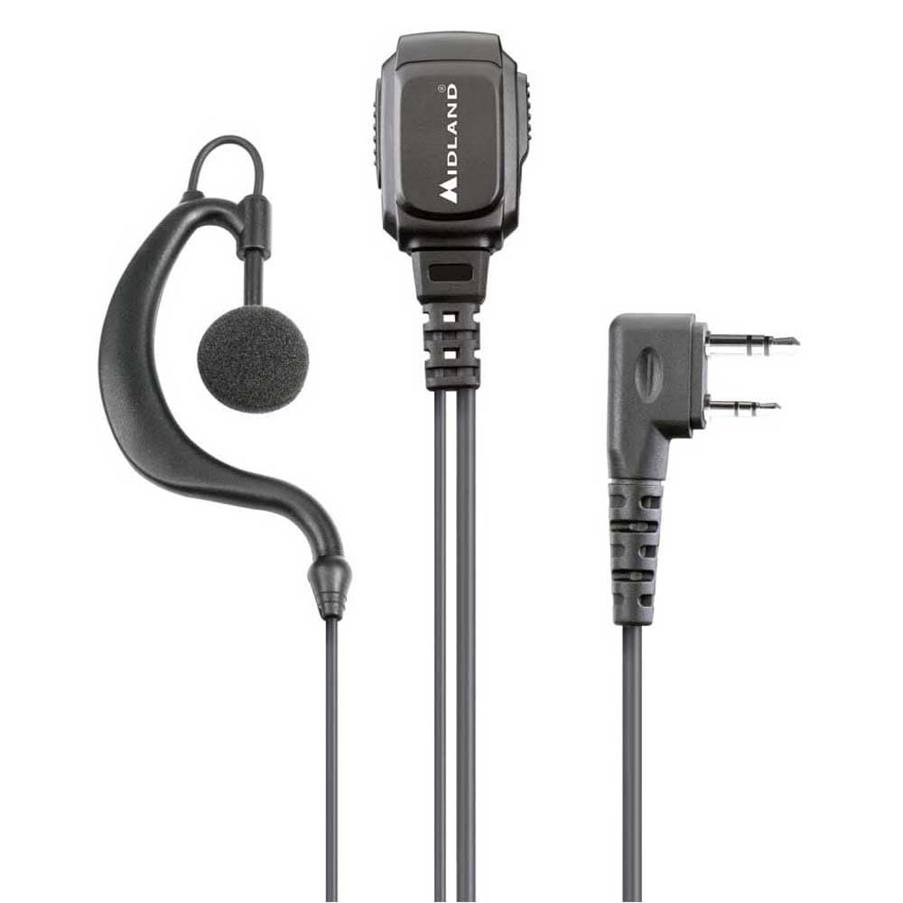Midland - Microphone with Ergonomic Radio Earpiece MA21-LK PRO 2 Pin Kenwood, Coiled Cable, Security and Outdoor Use - Compatible with Walkie Talkies G10, G11 Pro, G13, CT990 EB, CT590 S, CT310, BR180