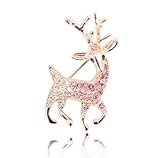 Fashion Plaza Christmas Gift Sparkly Pink Purple Tone Crystals Inlay Rudolph Reindeer Animal Brooches Pin BR130
