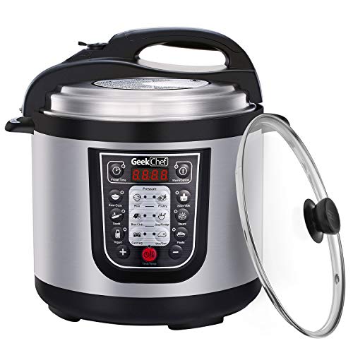 Geek Chef 6 Quart 11-in-1 Multi-Use Programmable Electric Pressure Cooker, Sous Vide Function, Slow Cooker, Rice Cooker, Steamer, SautÃ©, Yogurt Maker and Warmer, Stainless Steel Inner Pot(YBW60P)