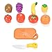 Sakiyr 18 Pieces Pretend Play Food Set Fruits and Vegetables Play Cutting Food Kitchen Toys with Toy Knife and Cutting Board for Kids and Toddlers