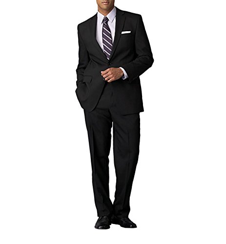 Calvin klein men s modern fit solid wool suit (black, 4…