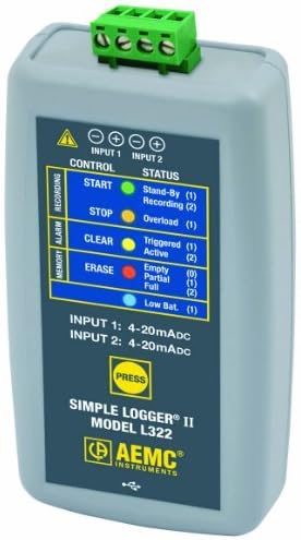 AEMC L322 Simple Logger II Two-Channel Current Data Logger, 20mA DC Current by AEMC