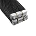 22 Inch Skin Weft Natural Hair Extensions 50g/20PCS Thick Remy Tape in Hair Extensions Human Hair #1 Jet Black PU Tape in Hair Extensions