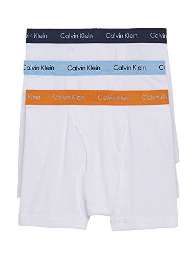 Calvin Klein Men's Underwear Cotton Classics Boxer Briefs - Medium - White/Yale Blue/Essex Blue/Market Orange (Pack of 3)