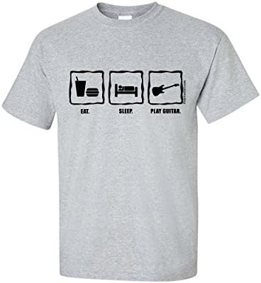 Eat Sleep Play Guitar T-Shirt (Small, Grey)