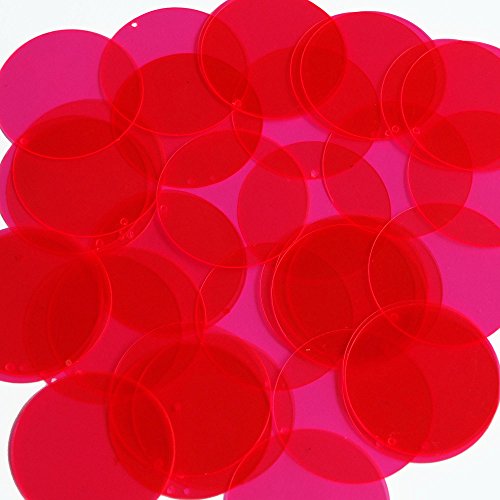 Sequin Round 1.5 inch Magenta Pink Transparent See Thru Couture Paillettes Made in USA. Embroidery, arts, crafts, embellishment.