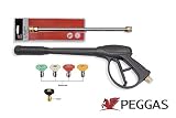 PEGGAS - Pressure Washer Spray Gun, Wand & Nozzle Kit - Power Washer Gun - Electric Pressure Washer Gun- 16" Pressure Washer Wand - 5 Piece Pressure Washer Tips - Pressure Washer Accessories - M22