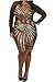 Women's Plus-Size Diamond Pattern Gauze Sequined Bodycon Cocktail Dress, Gold B, 3X