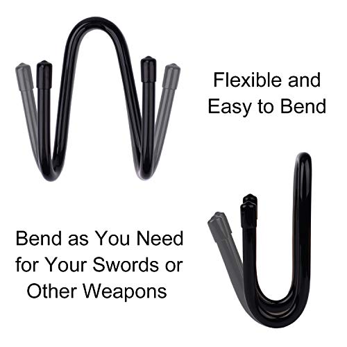 LEKUSHA 4 Pcs Adjustable Sword Wall Mount Sword Display Rack Holder Hanger Hook for Axe, Sword, Keyblade - Vertical or Horizontal Display