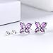 Aurora Tears 925 Sterling Silver Butterfly Studs - Butterflies February-Amethyst Birthstone Crystal Earrings Studs Jewelry Gift for Women Teen DE0078P