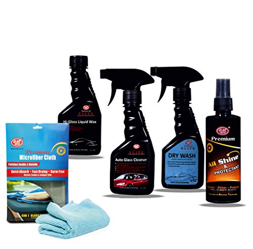 UE Car Clean & Shine Kit (Pack of 5 Items) Glass Cleaner, Liquid Wax, Drywash, All Shine, Micro Fiber Cloth UE Car Clean & Shine Kit (Pack of 5 Items) Glass Cleaner, Liquid Wax, Drywash, All Shine, Micro Fiber Cloth