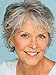 SEVENCOLORS Short Grey Wigs for White Women Layered Mixed Silver Curly Wigs with White Bangs Grandma Synthetic Hair Gray Wigs for Older Women