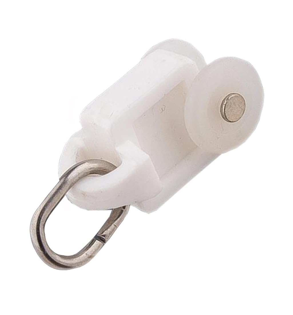 Fendawn Strive 20 Pcs Curtain Hooks Curtain Track Rail Rollers Wheel Swivel Ring Dual Wheel Roller Carriers Curtain Installation