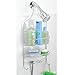 mDesign Bathroom Metal Wire Wide Shower Caddy Baskets Storage Organizer with Hooks Razor Holders for Storing organizing of Shampoo Bottles Conditioner, Soap - Chrome/White
