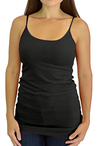 Belle Donne Women's Adjustable SpaghettiStrap Tanktop Cami - Black Small