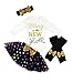 New Year Baby Girl Outfit, 0-3 Months Baby Girl Clothes Long Sleeve Letter Print Romper + Tutu Dress + Leg Warmers + Headband 4Pcs Outfit Set