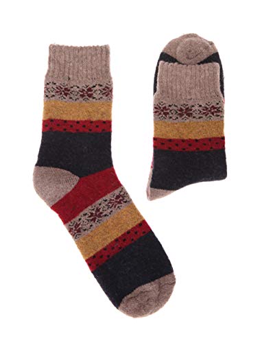 Womens Wool Socks Thick Heavy Thermal Cabin Fuzzy Winter Warm Crew Socks For Cold Weather 5 Pack (snowflake) - Thumbnail 5