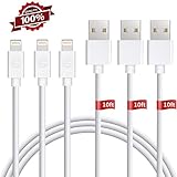 Sundix iPhone Charger, 3Pack 10ft Charging Syncing Cord Compatible with iPhone X 8 Plus 8 7 Plus 7 6 6S 6 Plus 5S SE iPod iPad Mini Air Pro