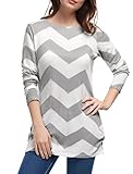 Allegra K Woman Zig-Zag Pattern Knitted Loose Tunic Shirt Grey White M