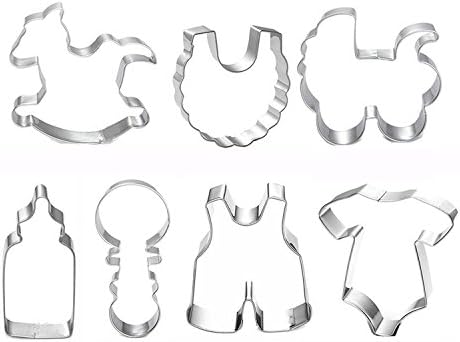 DUOJIA Cookie Cutters Set-Baby Shower Theme Buggy Rocking Horse Bottle Cookie Cutter (7pcs Baby Shower Cookie Cutter)