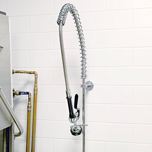 Heavy Duty Wall Mounted Pre-Rinse Commercial Faucet with 12" Add-On Faucet and Adjustable 12" Wall Bracket