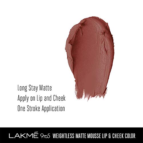 Lakme 9 to 5 Weightless Mousse Lip & Cheek Color, Burgundy Lush, 9 g 3 Lakme 9 to 5 Weightless Mousse Lip & Cheek Color, Burgundy Lush, 9 g - Image 3