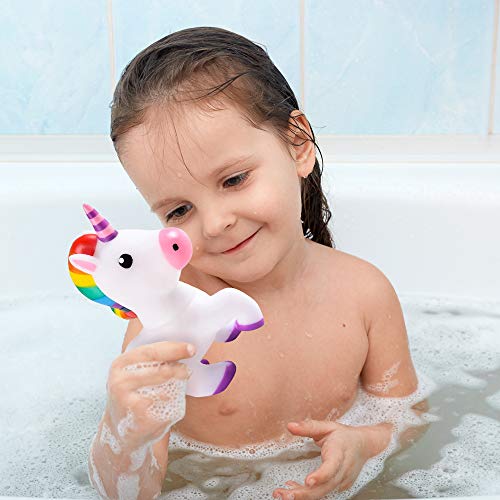 ArtCreativity Squeaking Unicorn Bath Tub Toys, Set of 2, 6 Inch Water