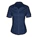 SUNNOW Womens Tailored Short Sleeve Basic Simple Button-Down Shirt with Stretch (XL, Dark Blue)