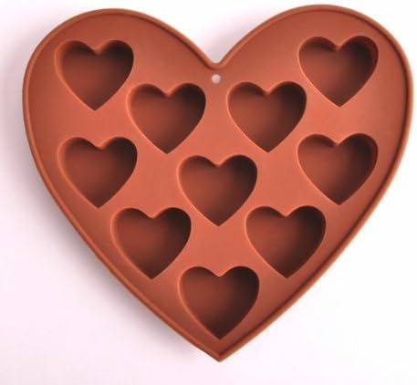 Heart Shaped Silicone Mold 10 Cavity for Baking and Soap Making Non Stick Safe
