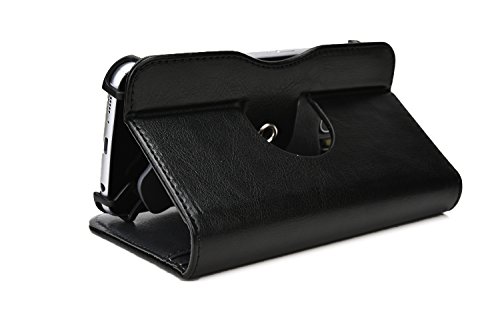 Cooper Cases(TM) Engage C360 Meizu M1 / MX2 / MX3 Smartphone Wallet Case in Black (Rotating Frame for Rear-camera Access; Viewing Stand; 3 Card Slots; 2 Slip Pockets; Magnetic Cover Lock)