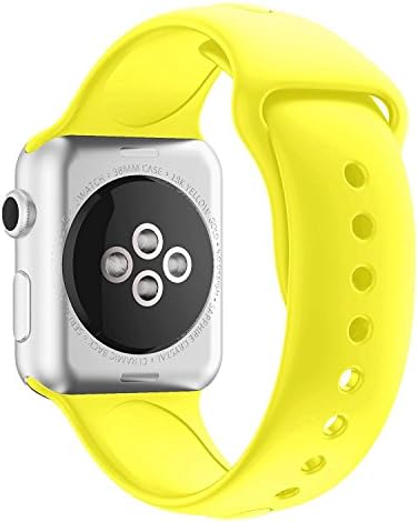 Chumei Sporty Band for Apple Watch, Soft Silicone Replacement Strap Band for Apple Watch iWatch Series 1 Series 2 Series 3 (38MM S/M Flash Yellow)