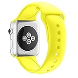 New Apple Watch Band, Chumei Soft Silicone Sporty Replacement Wristband Bracelet Strap Band iWatch Series 1 Series 2 Series 3 Sports Edition (42MM M/L Flash Yellow)