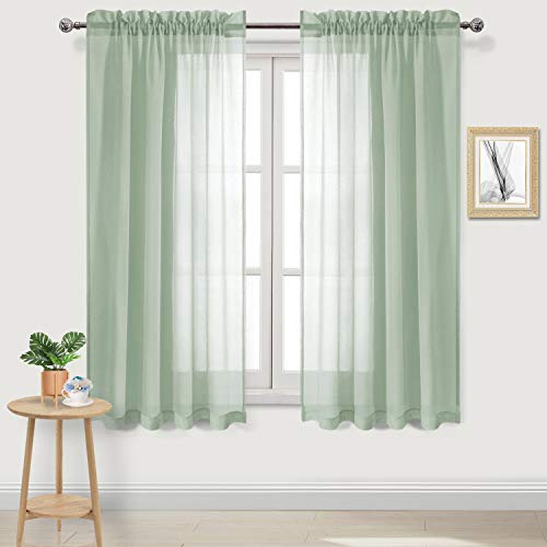 DWCN Sage Green Sheer Curtains Long